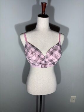 NWOT Victoria’s Secret Pink Push Up Full Coverage 38C Pink Plaid T-Shirt Bra